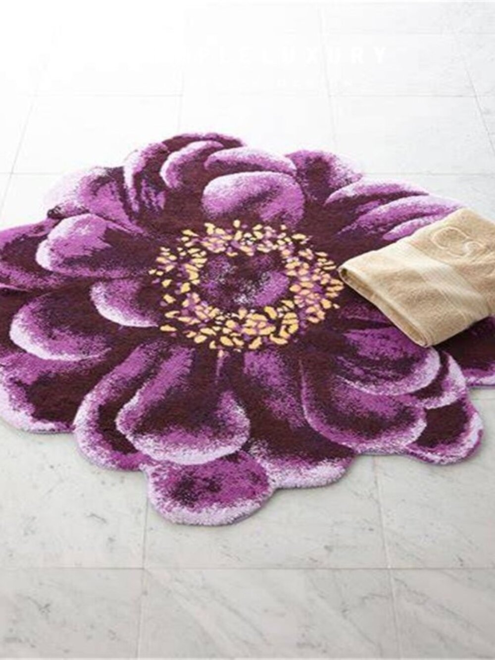 Discontinued Brand New ABYSS & HABIDECOR Fiore Bath Rug Dia 49" Made In Portugal